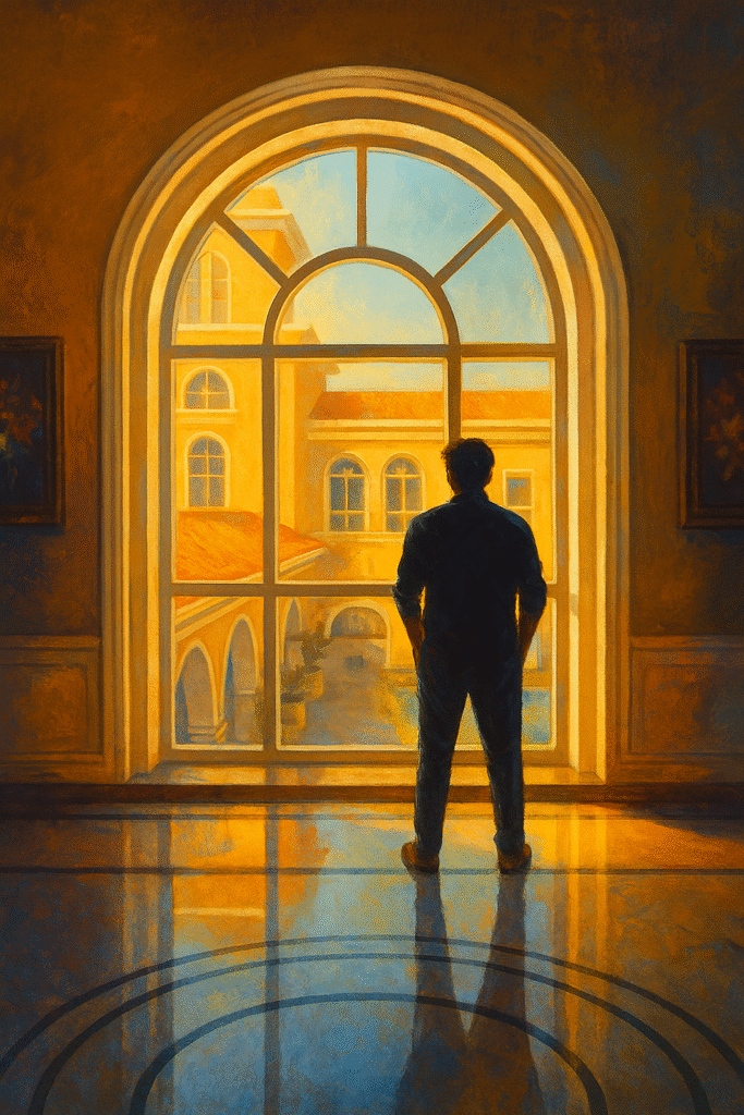 The image of solitude, resilience, and the silent battle within oneself.